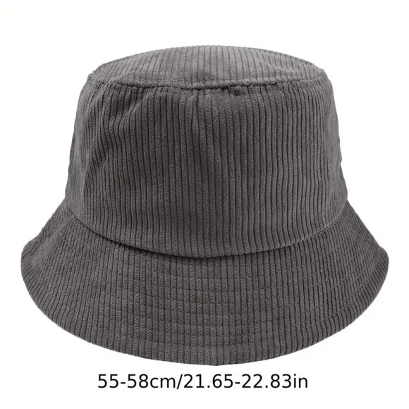 Solid Color Corduroy Bucket Hat Casual Lightweight Cap Simple Foldable Hat Black - Picture 2 of 2